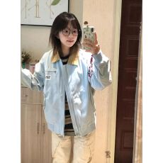 批发美式复古外套女<b class='q'>春</b>秋2026新款潮牌撞色翻领宽松情侣夹克棒球服开衫
