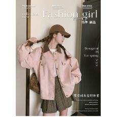 批发粉色麂皮绒短外套女<b class='q'>春</b>秋2026新款韩系学院风甜美减龄休闲夹克开衫