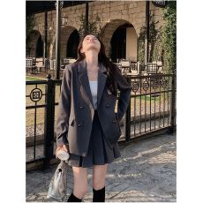 批发学院风西装jk制服套装女春秋2026<b class='q'>新款</b>小个子韩风chic百褶裙两件套