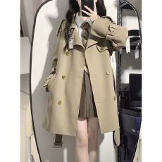 批发黑色风衣外套女2026<b class='q'>春</b>秋新款中长款小个子穿搭英伦风今年流行大衣