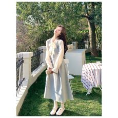 批发白月光初恋甜美气质<b class='q'>假两件</b>拼接<b class='q'>连衣裙</b>女秋季巨好看独特收腰A字裙