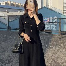 批发赫本风法式长袖连衣裙子女2026新款秋冬季小个子高级感超好看气质
