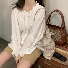 批发春夏韩版森女小清新防晒衣<b class='q'>娃娃衫</b>上衣<b class='q'>蕾丝</b>边宽松薄开衫衬衫防晒衣