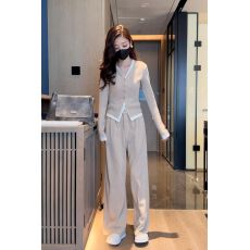 批发时尚假两件<b class='q'>休闲</b><b class='q'>套装</b>女春秋季新款显瘦大码阔腿裤两件套胖mm240斤