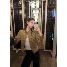 批发美式复古立领双排扣拿破仑外套女设计感小众气质百搭<b class='q'>短款</b>夹克上衣
