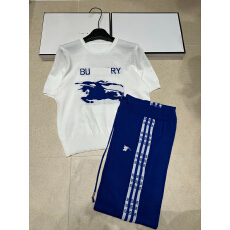 批发2026年春夏新品针织字母马短袖圆领套头+长<b class='q'>裤</b>两件套<b class='q'>装</b>