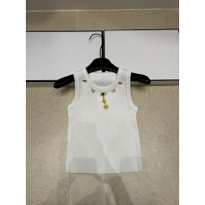 批发2026年春夏新品金属扣装饰无袖针织背心女修身显瘦上衣针织吊带