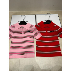 批发2026年夏季新款针织M字母牌半拉链条纹翻领短袖套头休闲百搭潮品