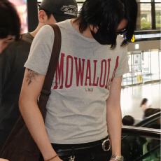 批发Mowalola Sweat Opium YVL风格视觉系印花灰色修身<b class='q'>短款</b>打底T恤tee