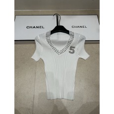 批发2026年夏季<b class='q'>新款</b>针织香牌钉钻五字短袖V领套头修身显瘦百搭女潮品