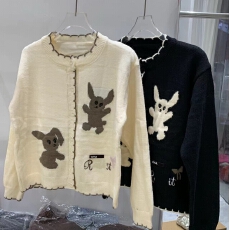 批发潮牌针织香家字母动物图案长袖单排扣开衫宽松百搭上衣26早秋新款
