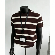 批发2026新款夏季新款修身针织<b class='q'>衫</b>上衣圆领t恤<b class='q'>男</b>休闲复古拼色黑白条纹