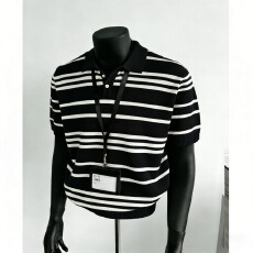 夏季新款男士商务针织POLO衫休闲百搭条纹冰丝短袖T恤衫