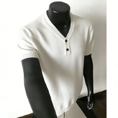 2026新款短袖极简老钱风纯色亨利领T恤秋冬cleanfit痞帅修身上衣