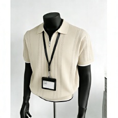 2026新款短袖针织短袖翻领t恤男士半拉链镂空polo衫时尚休闲上衣