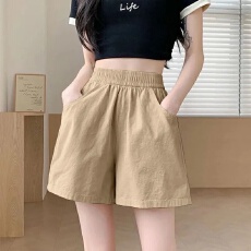 批发酷丝绵夏季外穿阔腿<b class='q'>西装裤</b>休闲短款显瘦松紧腰A字工装五分短裤<b class='q'>女</b>