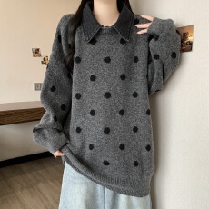 批发大码胖MM慵懒风假两件套毛衣女秋冬新款宽松遮肚子拼接<b class='q'>牛仔</b>上衣