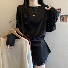 批发2026春季珠光<b class='q'>缎面</b>法式复古气质收腰显瘦长袖衬衫女设计感小众上衣