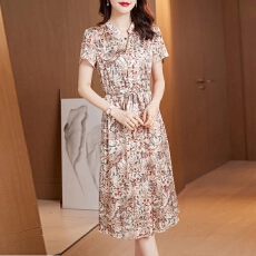 批发断码<b class='q'>清仓</b>杭州重磅真丝<b class='q'>连衣裙</b>夏季新款妈妈气质桑蚕丝碎花裙子