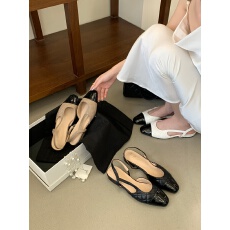 小香风单鞋女2026新款菱格蝴蝶结芭蕾舞一脚蹬平底瓢鞋