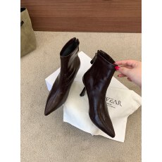 批发尖头短靴女秋冬米白色法式绝美高跟瘦瘦靴子细跟显瘦马丁靴