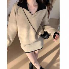 批发2025圣诞新年新款红色针织毛衣套装秋冬慵懒短裙两件套爆款