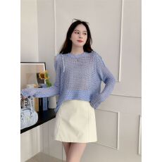 批发2026早春夏设计感镂空上衣露肩系带针织衫女时尚气质百搭罩衫上衣