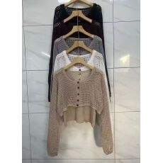 批发辣妹镂空防晒设计针织衫两件套2026春季新款长袖百搭上衣罩衫女潮