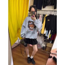 批发秋冬款加绒kt猫可爱印花圆领宽松休闲<b class='q'>女</b><b class='q'>卫衣</b>