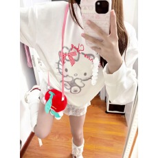 批发日系甜美可爱kt猫印花圆领<b class='q'>卫衣</b><b class='q'>女</b>秋冬款<b class='q'>卫衣</b>