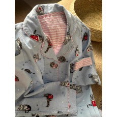 法式纯欲可爱小猫翻领睡衣女秋冬季新款高级感长袖长裤家居服套装