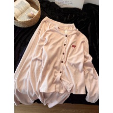 甜美小狗慵懒德绒睡衣女秋冬季新款大码长袖长裤家居服套装可外穿