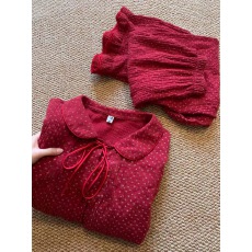 批发法式碎花<b class='q'>睡衣</b>女秋冬季长袖套装高级感云朵<b class='q'>棉</b>纱布家居服大码可外穿