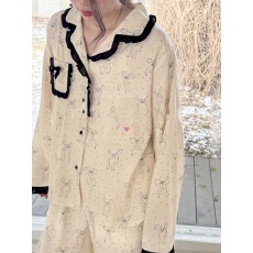 批发云朵<b class='q'>棉</b>纱布<b class='q'>睡衣</b>女秋冬款长袖套装花边蝴蝶结高级感家居服冬季