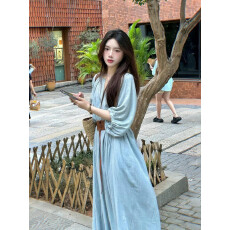 批发度假风慵懒宽松气质连衣裙+显瘦<b class='q'>吊带</b>背心两件套套装（配腰带）