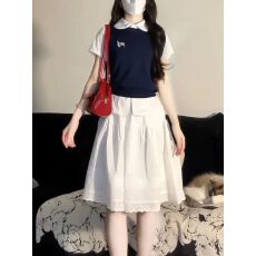 批发韩系气质休闲<b class='q'>运动服</b>套装女夏季2025新款<b class='q'>衬衫</b>短袖背心半身裙三件套