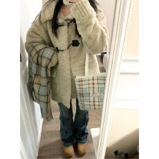 批发韩系翻领甜美百搭温柔奶fufu羊羔毛外套女加棉毛绒绒大衣秋冬加厚