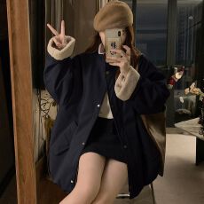 批发2025秋冬休闲时尚百搭羊羔毛工装派克服休闲加厚外套