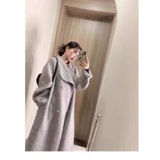 批发法式小香风西装领呢子外套女秋冬设计感别致双排扣中长款毛呢风衣