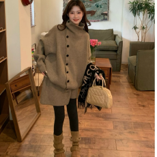 批发<b class='q'>针织</b>质量+纯色高领<b class='q'>针织</b>毛衣开衫女秋冬宽松显瘦休闲外套