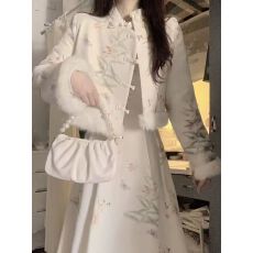 批发冬装搭配一整套高级感穿搭新中式国风改良<b class='q'>旗袍</b>连衣裙子两件套装女