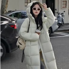 批发纯色长款官图时尚连帽龟背冬季高级感泡芙轻薄保暖面包服外套