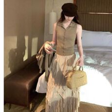 批发不规则荷叶边下摆半身裙<b class='q'>长裙</b>洋气时髦裙子