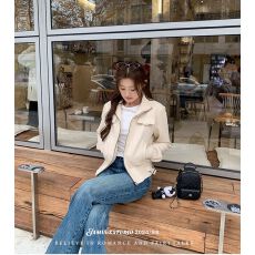 批发高级感美式复古鹿皮绒短款<b class='q'>外套</b>女秋季甜酷休闲百搭立领机车服夹克