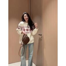 圣诞氛围感费尔岛圆领毛衣女秋冬慵懒风复古上衣