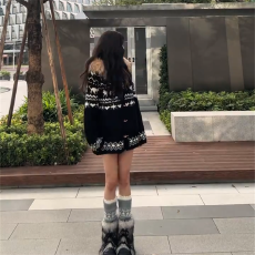 批发美式大毛领针织开衫毛衣女秋冬季新款宽松上衣设计感小众外套ins