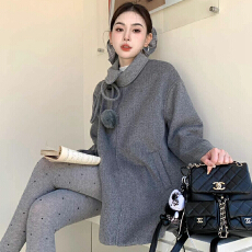 批发秋冬装2025<b class='q'>新款</b>大码女装微胖韩系高级感气质遮***宽松毛呢子外套