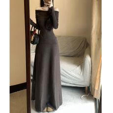 批发2025新款夏季一字肩连衣<b class='q'>裙子</b>女开秋季韩系慵懒风穿搭一整套装<b class='q'>长</b><b class='q'>裙</b>