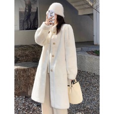 批发新款水<b class='q'>貂绒</b><b class='q'>大衣</b>加厚加棉宽松立领羊羔毛中长款皮草外套女