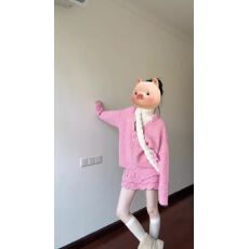 批发气质千金风粉色毛衣套装女秋冬<b class='q'>甜美</b>软糯V领针织开衫半身裙两件套
